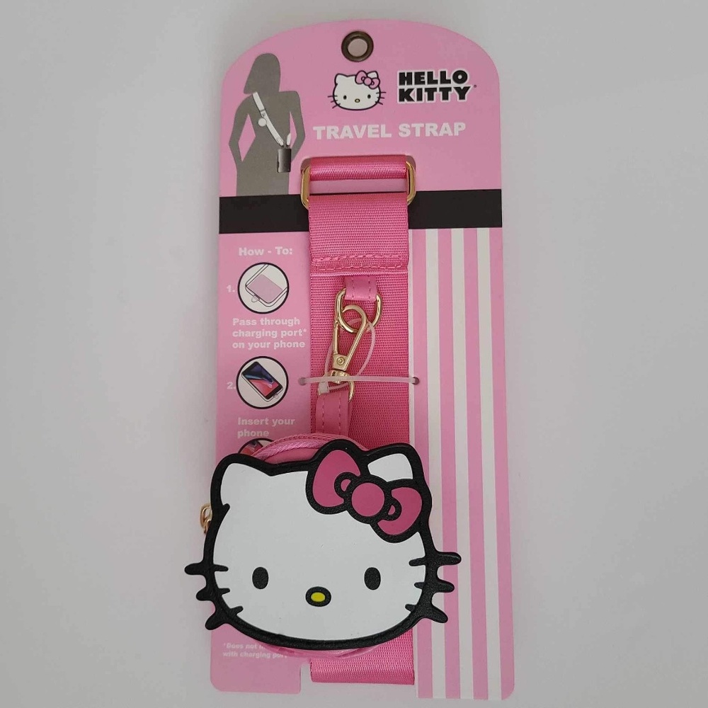 Hello Kitty Mobile Device Travel Strap w/small round zip purse pink Brand New